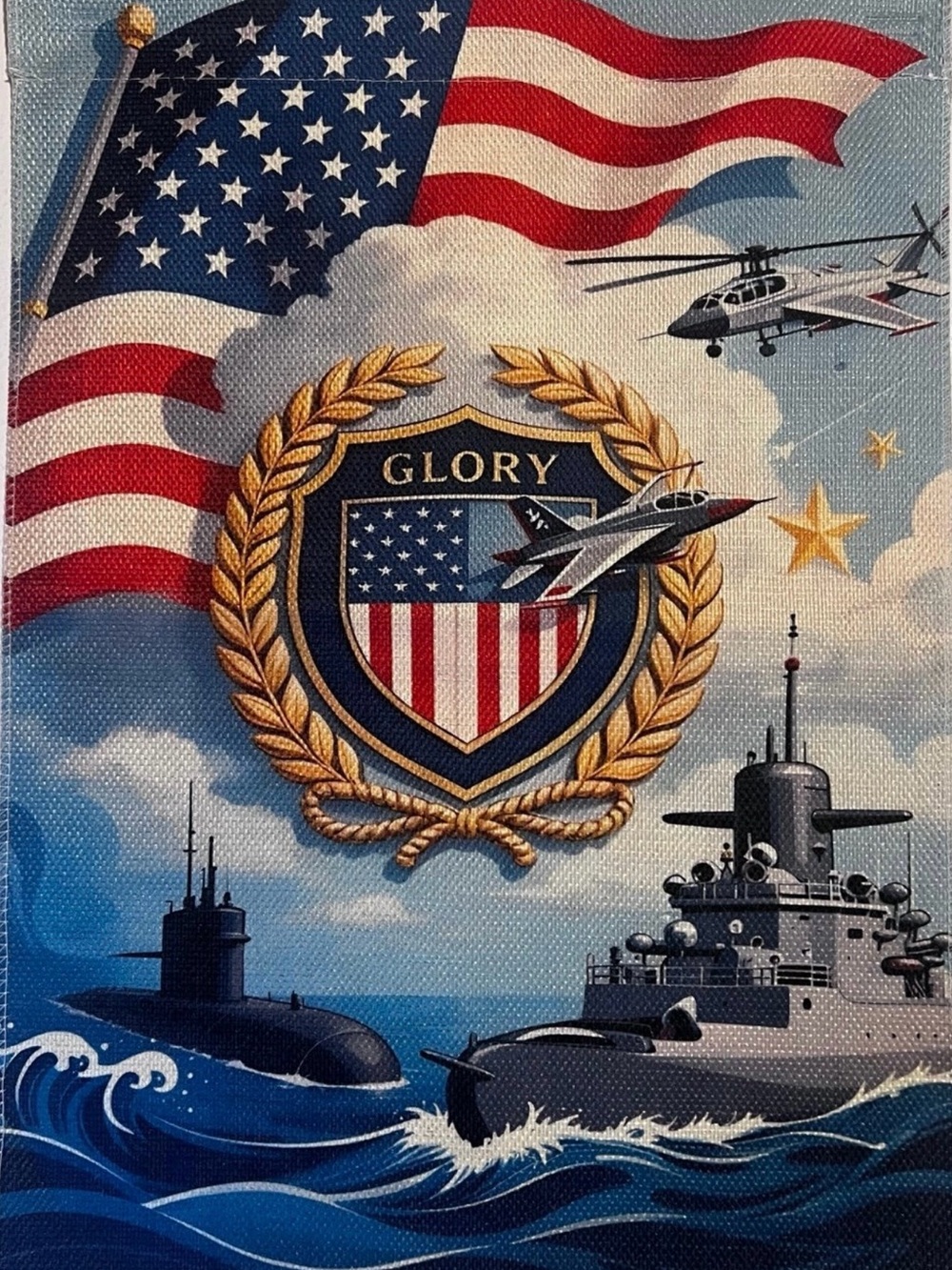 Glory Patriotic Military Garden Flag - American Flag & Fleet